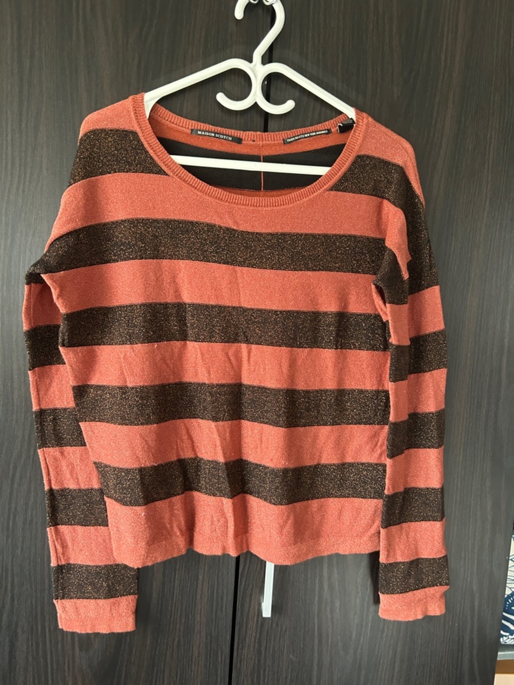 Excellent used conScotch & Soda Metallic Stripe Crewneck Sweater